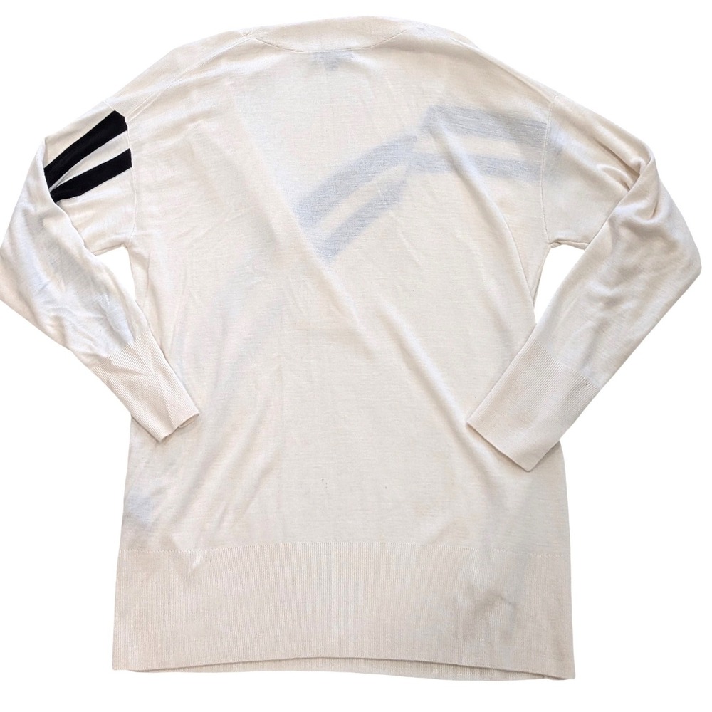 $395 Rag & Bone CrissCross Ivory Merino Wool Blend Varsity Stripe Sweater SMALL - Picture 3 of 6